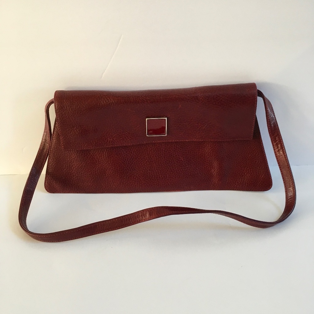 Stella Pace Bordeaux Wine Burgundy Leather Shoulder Handbag Clutch Y2K 90s Boho